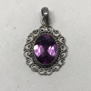 9.5 Carat Amethyst in Filigree Sterling Pendant